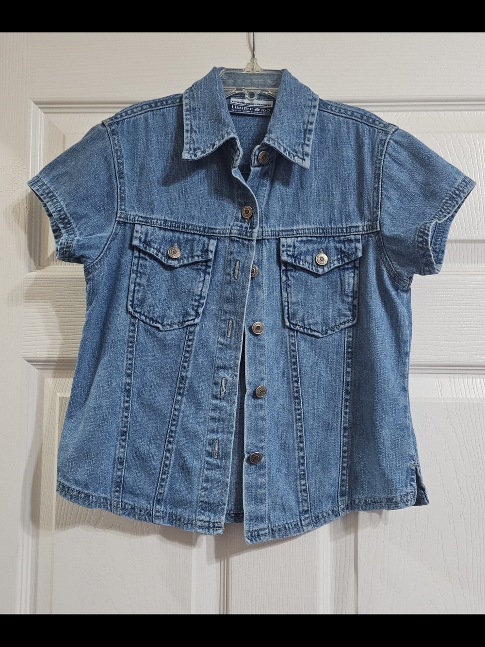 Limited Too Blue Denim Short Sleeve Button-Down Shirt